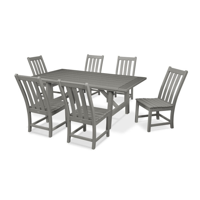 Vineyard 7-Piece Rustic Farmhouse Side Chair Dining Set