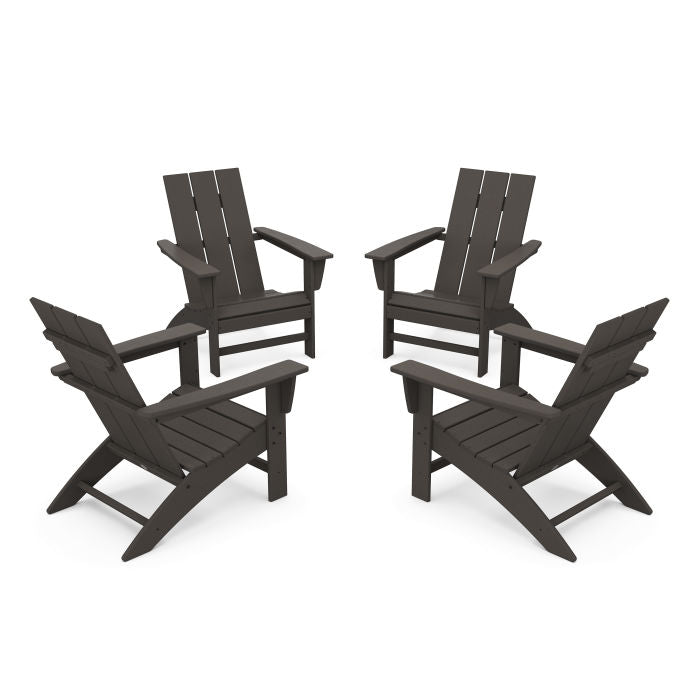 4-Piece Modern Adirondack Chair Conversation Set in Vintage Finish