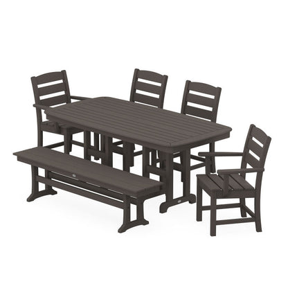 Lakeside 6-Piece Dining Set with Bench in Vintage Finish