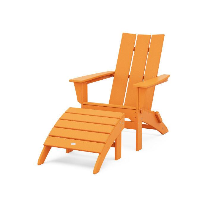 Modern Folding Adirondack Chair 2-Piece Set with Ottoman