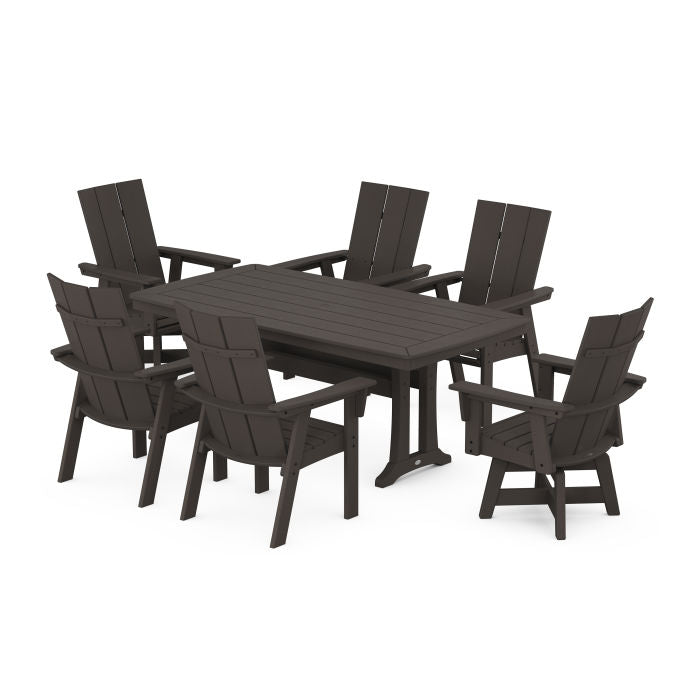 Modern Adirondack 7-Piece Dining Set with Trestle Legs in Vintage Finish
