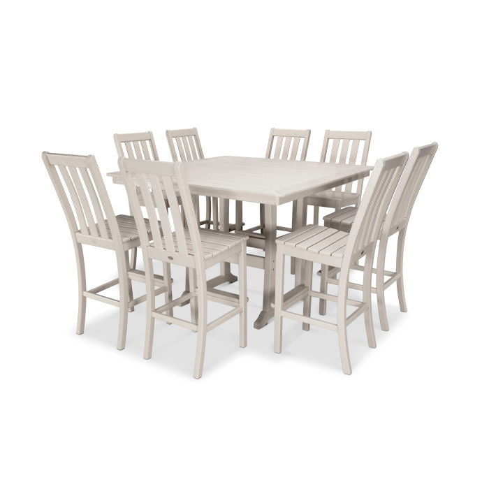 Vineyard 9-Piece Nautical Trestle Bar Set