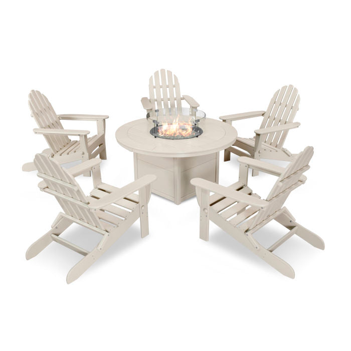 Classic Folding Adirondack 6-Piece Conversation Set with Fire Pit Table