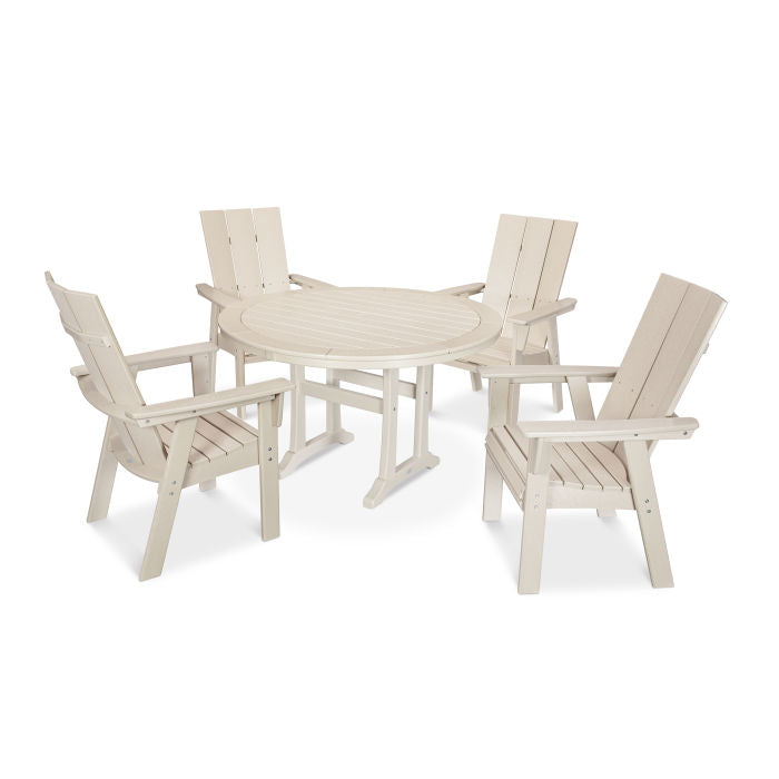 Modern Curveback Adirondack 5-Piece Nautical Trestle Dining Set