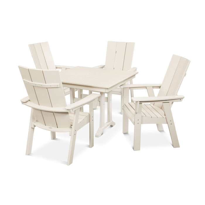 Modern Curveback Adirondack 5-Piece Farmhouse Trestle Dining Set