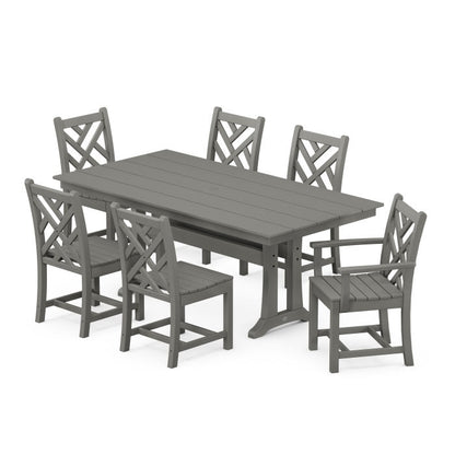 Chippendale 7-Piece Farmhouse Trestle Dining Set