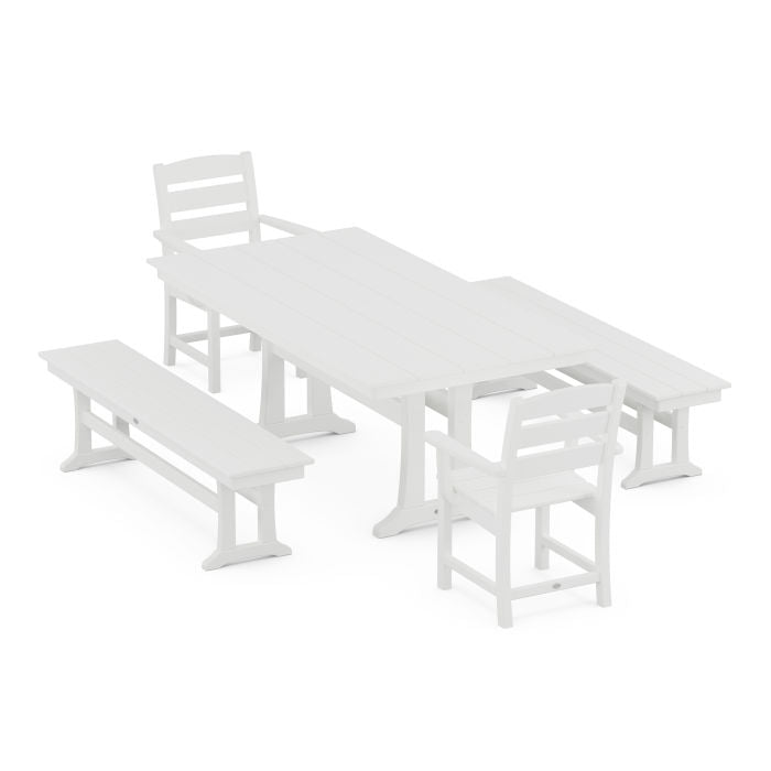 Lakeside 5-Piece Farmhouse Dining Set With Trestle Legs