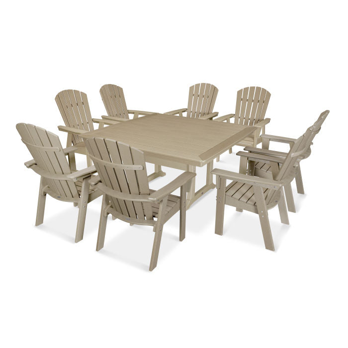 Nautical Adirondack 9-Piece Trestle Dining Set in Vintage Finish