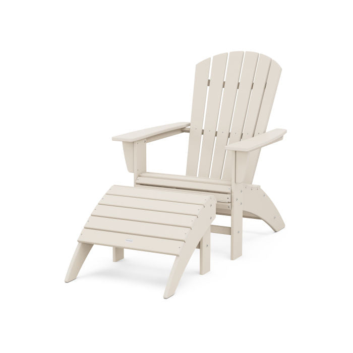 Nautical Curveback Adirondack Chair 2-Piece Set with Ottoman