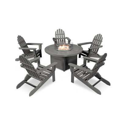 Classic Folding Adirondack 6-Piece Conversation Set with Fire Pit Table