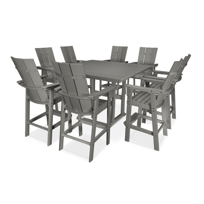 Modern Curveback Adirondack 9-Piece Farmhouse Trestle Bar Set