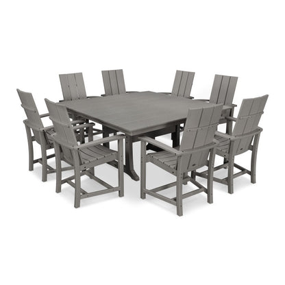 Modern Adirondack 9-Piece Farmhouse Trestle Dining Set