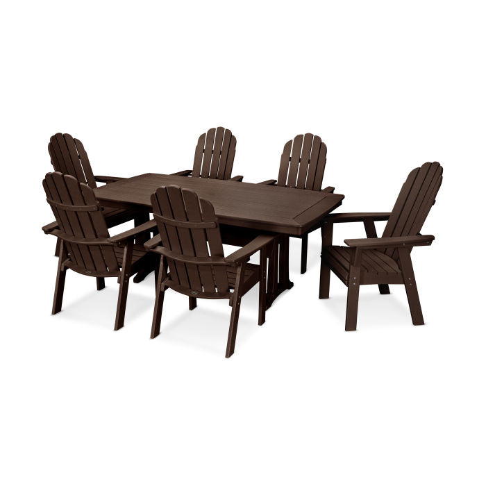 Vineyard Curveback Adirondack 7-Piece Nautical Dining Set with Trestle Legs