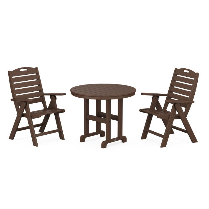 Nautical Highback Chair 3-Piece Round Dining Set