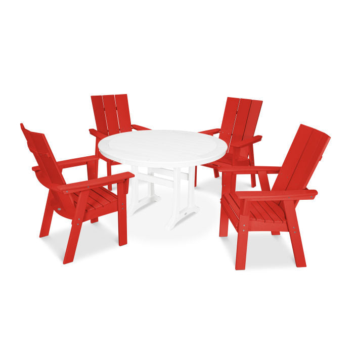 Modern Curveback Adirondack 5-Piece Nautical Trestle Dining Set