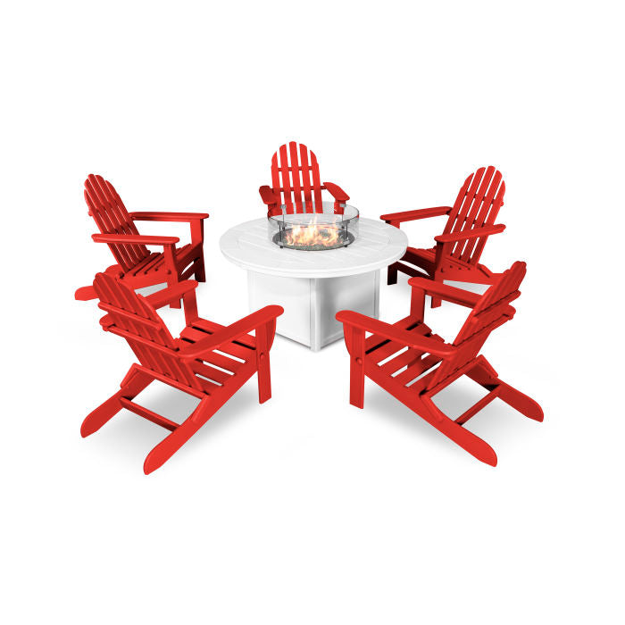 Classic Folding Adirondack 6-Piece Conversation Set with Fire Pit Table