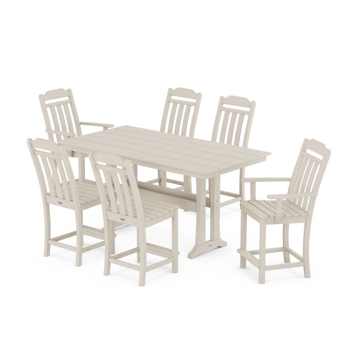 Country Living 7-Piece Farmhouse Counter Set with Trestle Legs
