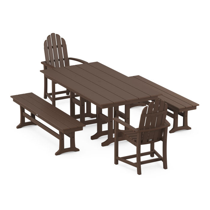 Classic Adirondack 5-Piece Farmhouse Dining Set with Benches