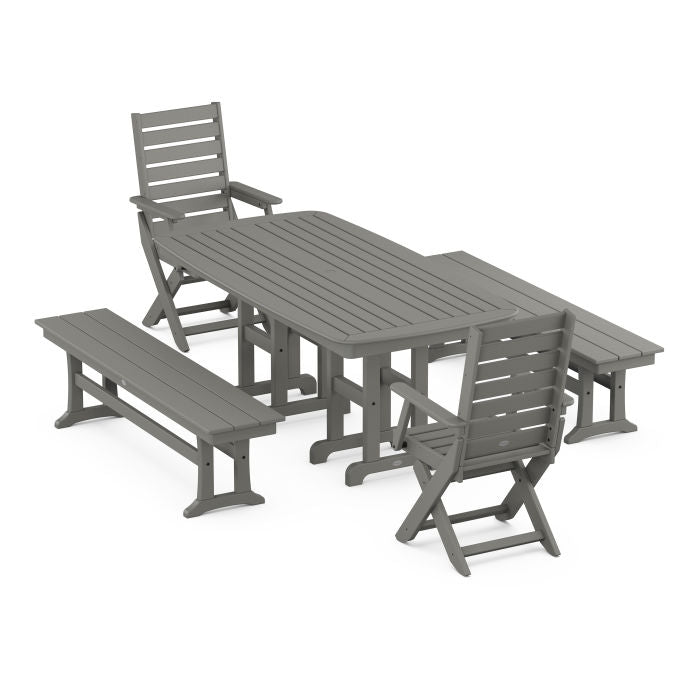 Captain 5-Piece Dining Set with Benches