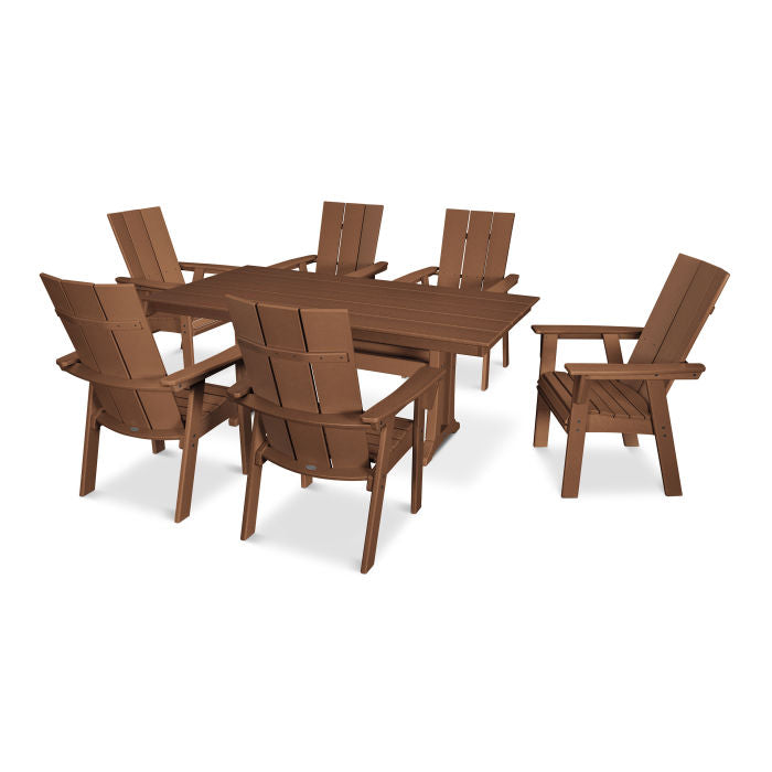 Modern Curveback Adirondack 7-Piece Farmhouse Dining Set with Trestle Legs