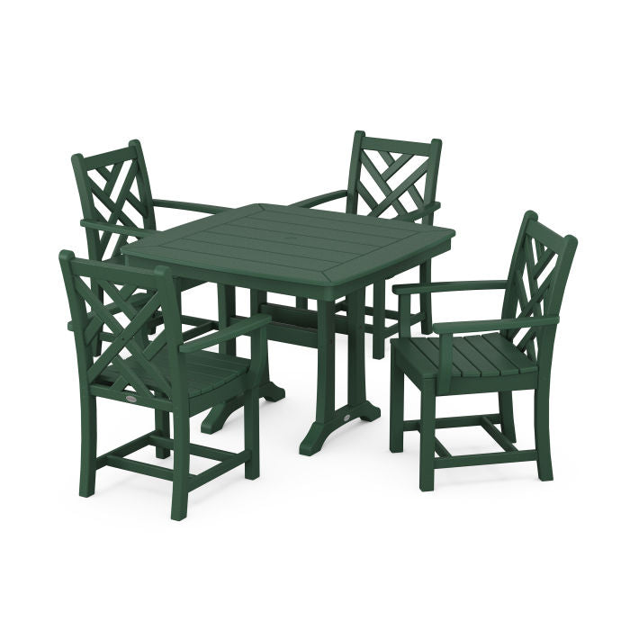 Chippendale 5-Piece Dining Set with Trestle Legs
