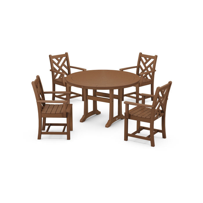 Chippendale 5-Piece Nautical Trestle Dining Arm Chair Set