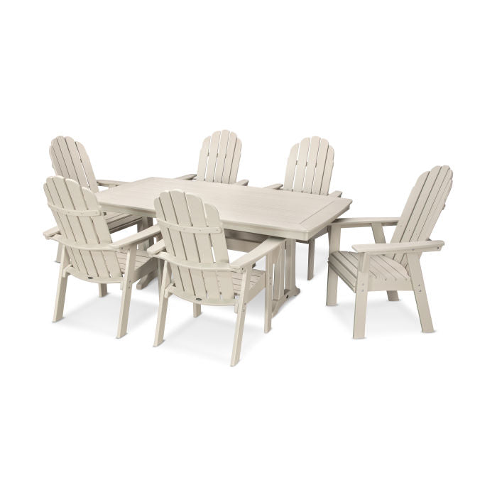 Vineyard Curveback Adirondack 7-Piece Nautical Trestle Dining Set