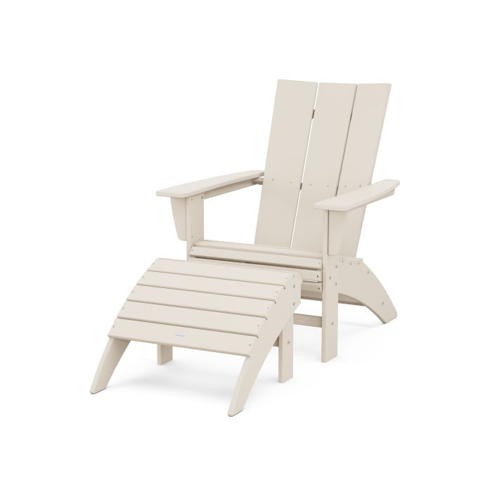 Modern Curveback Adirondack Chair 2-Piece Set with Ottoman