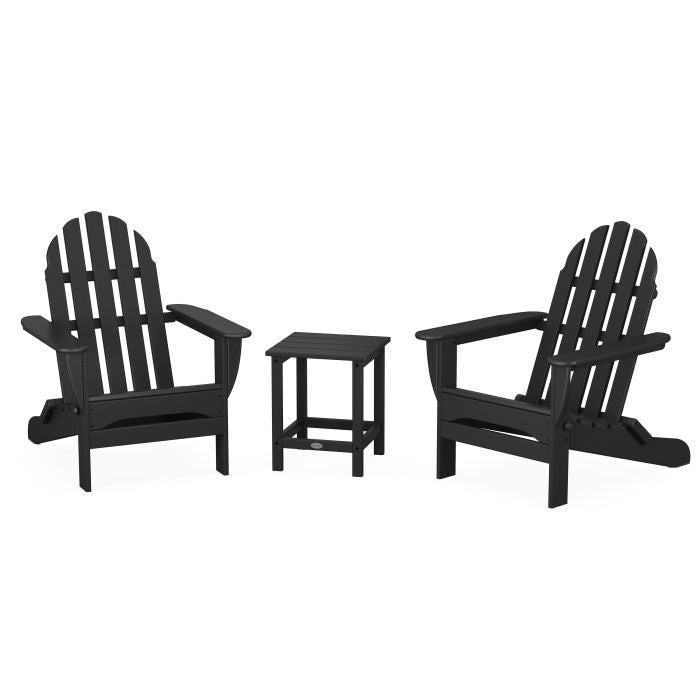 Classic Folding Adirondack 3-Piece Set with Long Island 18" Side Table