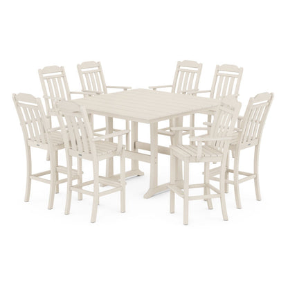 Country Living 9-Piece Farmhouse Bar Set with Trestle Legs