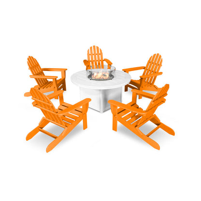 Classic Folding Adirondack 6-Piece Conversation Set with Fire Pit Table