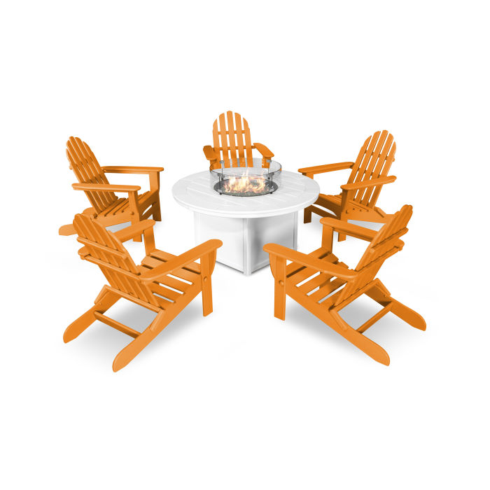 Classic Folding Adirondack 6-Piece Conversation Set with Fire Pit Table