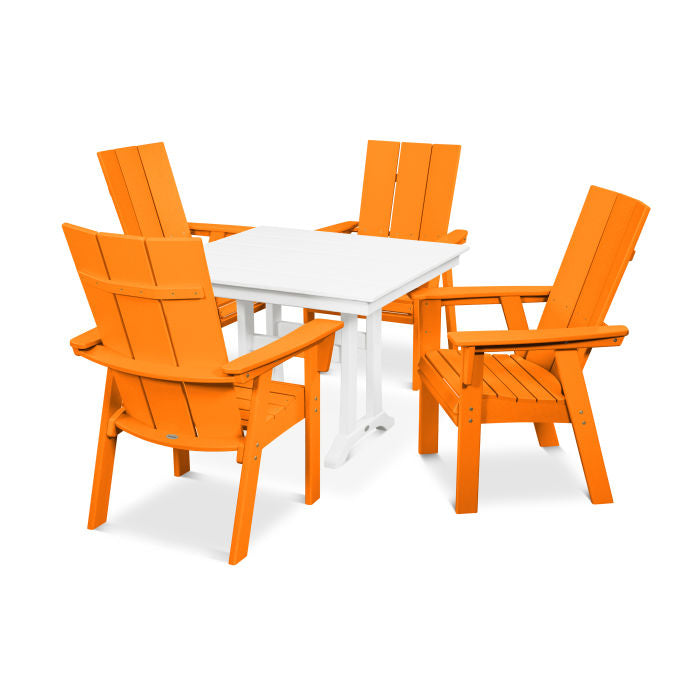 Modern Curveback Adirondack 5-Piece Farmhouse Trestle Dining Set