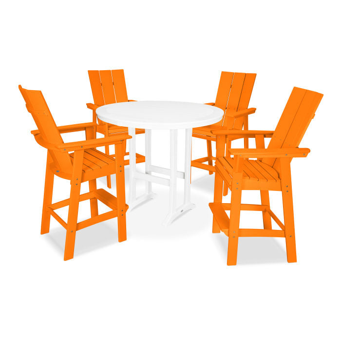 Modern Curveback Adirondack 5-Piece Nautical Trestle Bar Set