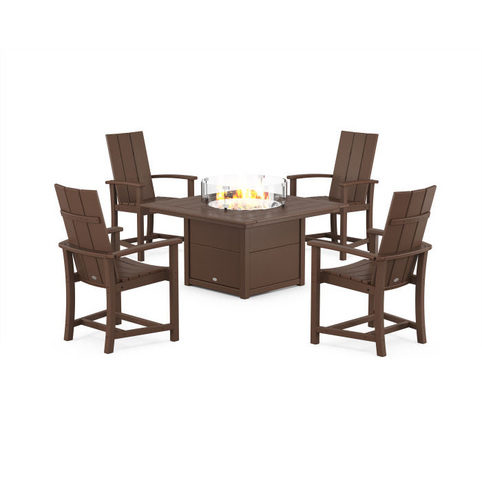 Modern 4-Piece Upright Adirondack Conversation Set with Fire Pit Table
