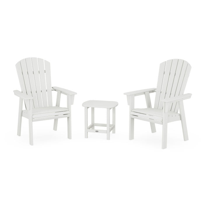 Nautical 3-Piece Curveback Upright Adirondack Chair Set in Vintage Finish