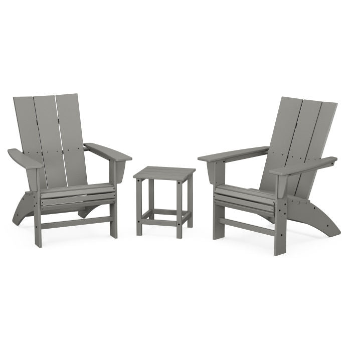 Modern 3-Piece Curveback Adirondack Set with Long Island 18" Side Table