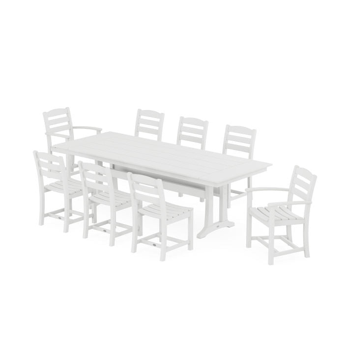 La Casa Café 9-Piece Farmhouse Dining Set with Trestle Legs