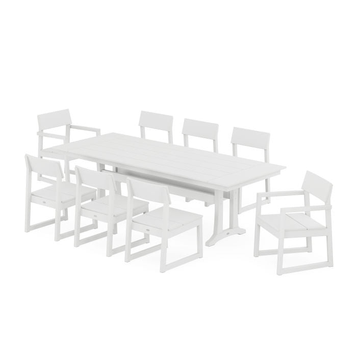EDGE 9-Piece Farmhouse Dining Set with Trestle Legs