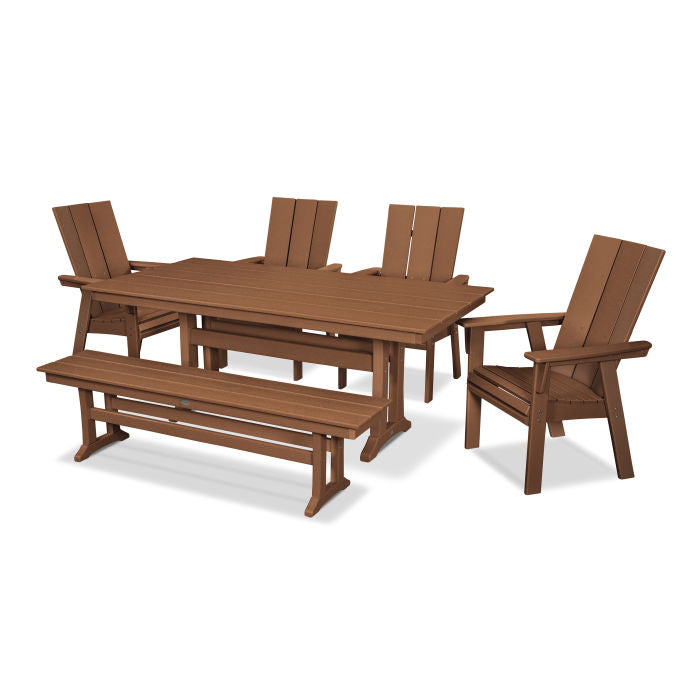 Modern Adirondack 6-Piece Farmhouse Trestle Dining Set with Bench