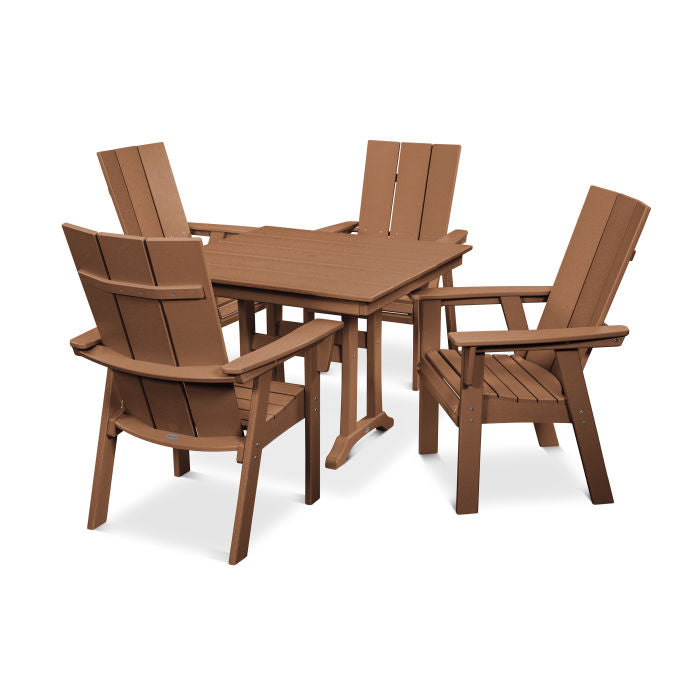 Modern Curveback Adirondack 5-Piece Farmhouse Trestle Dining Set