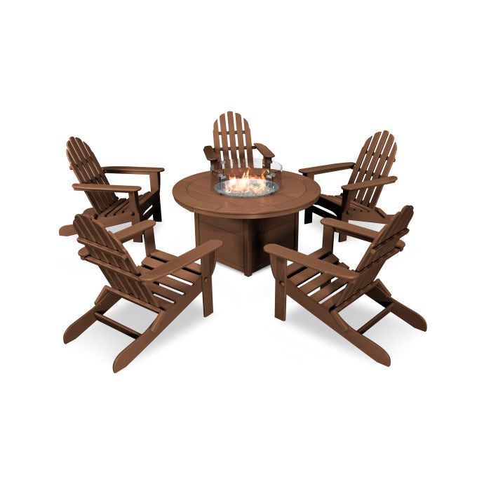 Classic Folding Adirondack 6-Piece Conversation Set with Fire Pit Table