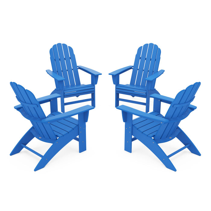 4-Piece Vineyard Curveback Adirondack Chair Conversation Set