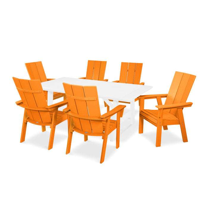 Modern Curveback Adirondack 7-Piece Rustic Farmhouse Dining Set