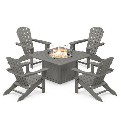 Palm Coast 5-Piece Adirondack Chair Conversation Set with Fire Pit Table