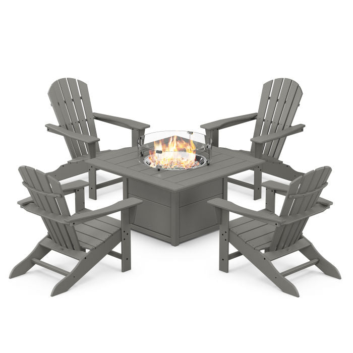 Palm Coast 5-Piece Adirondack Chair Conversation Set with Fire Pit Table