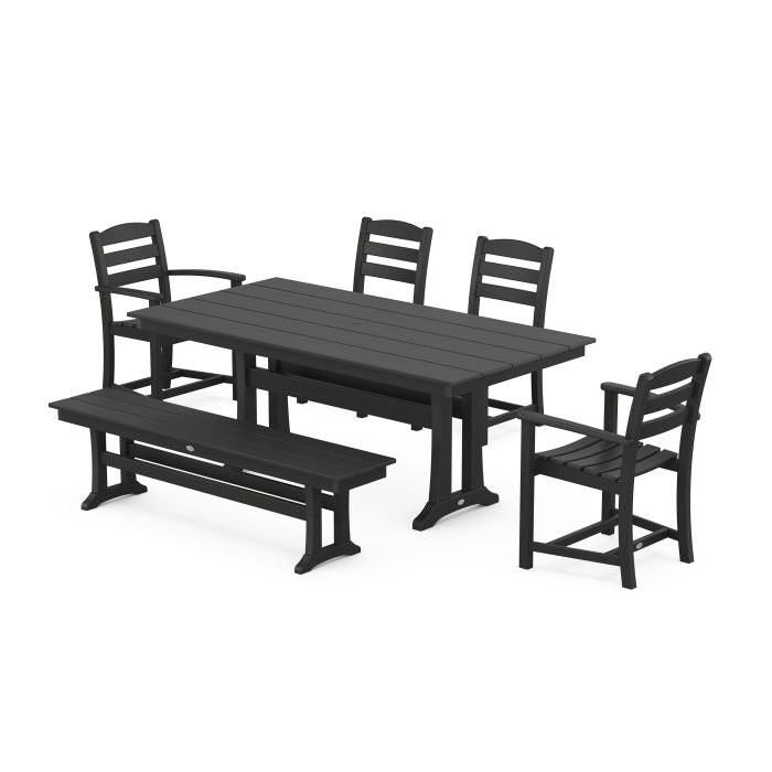 La Casa Cafe 6-Piece Farmhouse Dining Set With Trestle Legs
