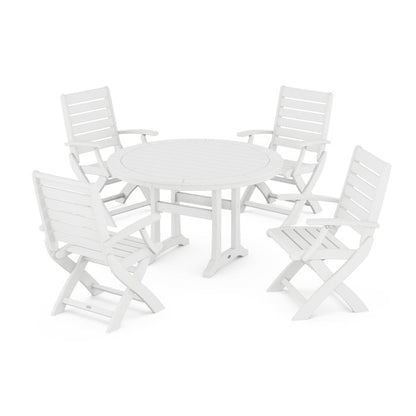Signature 5-Piece Round Dining Set with Trestle Legs