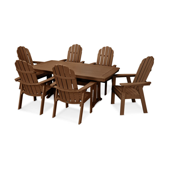 Vineyard Curveback Adirondack 7-Piece Nautical Trestle Dining Set