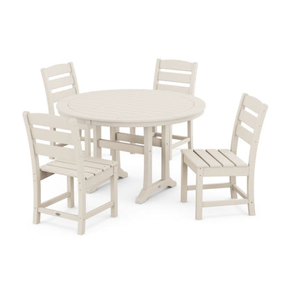 Lakeside Side Chair 5-Piece Round Dining Set With Trestle Legs